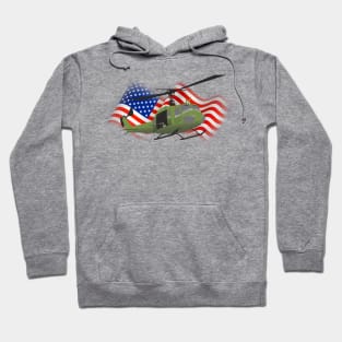 UH-1 Huey Helicopter with American Flag Hoodie